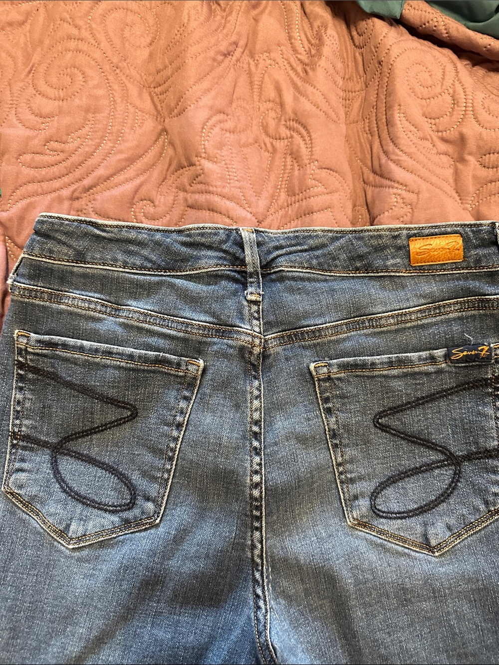 Seven7 Women's Medium Blue Skinny Jeans with Embroidered Back Pockets